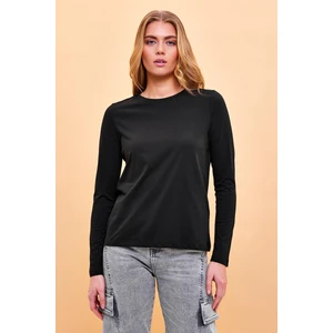 Kadın Gloria Siyah Bisiklet Yaka Regular Fit Basic T-Shirt