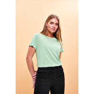 Kadın Boyfriend Çağla Bisiklet Yaka Regular Fit Modal T-Shirt (Lyocell)