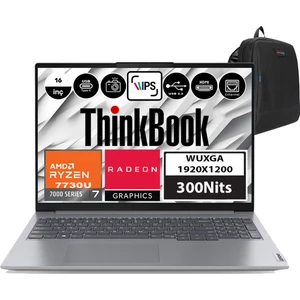Thinkbook 16 Gen6 Amd Ryzen 7 7730U 32GB 2tb SSD Amd Radeon™ Graphics Windows 11 Pro 16" Wuxga 300NIT Taşınabilir Bilgisayar 21KK000WTRP06 + Zetta Çanta