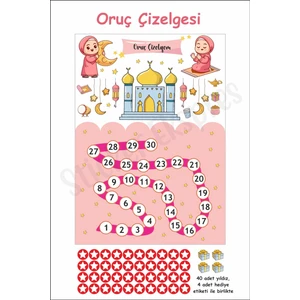 Sticker Ekspres Kız Çocuklar Için Ramazan Ayı Oruç Çizelgesi Ramazan Süsü Duvar Kapı Cam Sticker Seti
