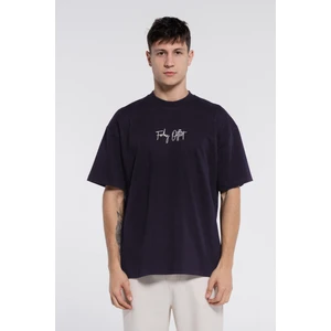 Friday Offset Tee Dark Blue Erkek Pamuk Ekstra Oversize Bisiklet Yaka Tişört