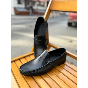 De Pedro Kafkaslar Erkek Yumuşak Kaymaz Taban  Deri Loofer Topuklu Ayakkabı