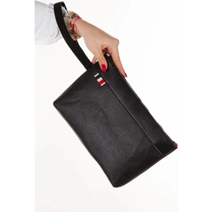 Unisex Siyah Deri El Askılı Dosya Evrak Günlük Portföy & Clutch Çanta tul527