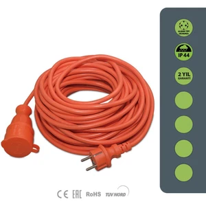 Bec  Serisi IP44 Seyyar Uzatma Kablosu 20  Metre 3g2,5mm² (Türk Malı, Yüksek Darbe Dayanımı, Ev/ofis , Dış Mekan, Turuncu Kablo)