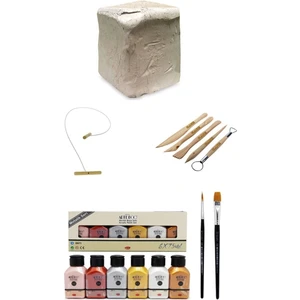 Seramik Hamuru 6 kg Artdeco Akrilik Boya 6X75 ml Metalik Renkler Seramik Başlangıç Seti