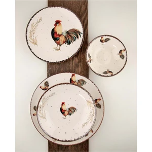 Bursa Porselen Dekor Retro Horoz Porselen Akıtma 6 Kişilik 24 Parça Yemek Takımı