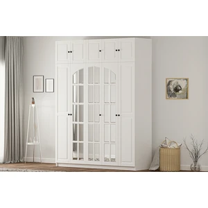 Rabi Mobilya Beyza Country 5 Kapaklı Yüklüklü Mega Gardırop