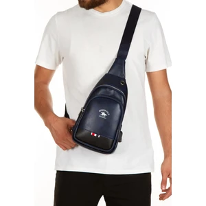Unisex Lacivert Deri USB Kulaklık Çıkışlı Bodybag Çapraz Göğüs ve Omuz Çantası tul231