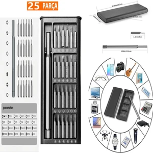 24+1 Hassas Mıknatıslı Tornavida Seti Elektronik Saat Bilgisayar Tamir Tornavidası Çelik