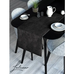 LALEZAR Kadife Efektli Siyah Renk Aura Serisi Runner 40 X 140