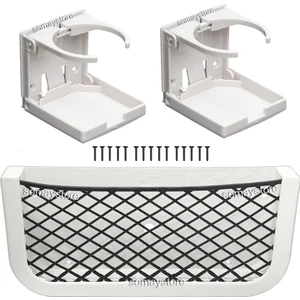 Tekne Seti 2 Katlanır Bardaklık Beyaz 1 Plastik Fileli Eşya Filesi 250X120X20mm