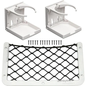 Tekne Karavan Seti 2 Adet Katlanır Bardaklık 1 Adet 32X17CM Eşya Taşıma Filesi Beyaz