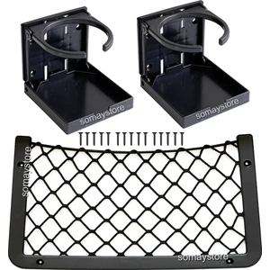 Tekne Karavan Seti 2 Adet Katlanır Bardaklık 1 Adet 32X17CM Eşya Taşıma Filesi Siyah