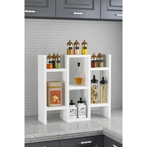 3 Katlı 7 Raflı Modern Ahşap Tezgah Üstü Mutfak Baharatlık Rafı