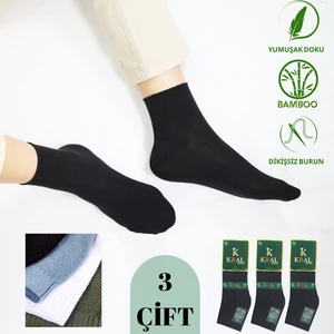 Kral Socks -Erkek Patik Lacose Kabartma Desenli (3 Adet) Bambu Dikişsiz Parfümlü Kısa Çorap