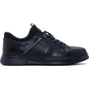 Erkek Lacivert Deri Sneaker