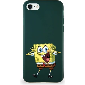 Printify Apple iPhone Se 2020 Soft Premier Kapak Sünger Bob Tasarımlı Silikon Kılıf - Yeşil