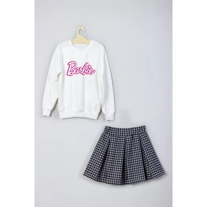 Ada Bebek Çocuk Yeni Sezon Barbie Baskılı Etek Sweat Takım