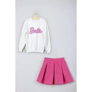 Ada Bebek Çocuk Yeni Sezon Barbie Baskılı Etek Sweat Takım