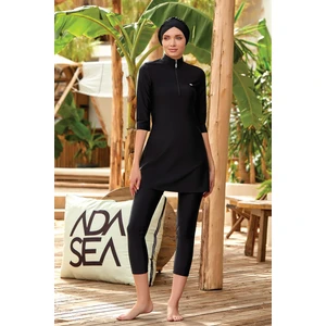 Remsa Mayo Truvakar Kol Kaprili Yarı Kapalı Tesettür Mayo Anda 3400 Siyah Remsa Mayo