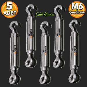 Çelik Kanca M6 Yük Halat Gerdirme Galvanizli Paslanmaz Çektirme Yük Gergi Demiri 5 Adet
