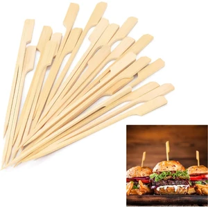 Adin Tasarım Bambu Kürdan 9 cm 100LÜ Hamburger Pasta Kürdanı Süsü Bambu Çöp Şiş Yemek Kürdanı