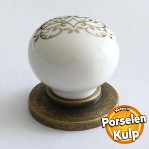 Gerçek Porselen Kulp Düğme Mobilya Mutfak Dolabı Çekmece Dolap Kulpları Kapak Kulpu Kulbu Antik Sarı