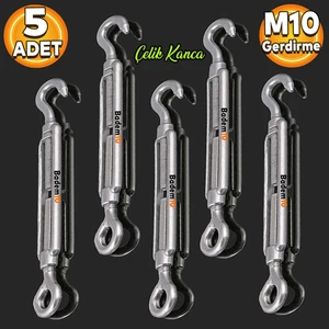 Çelik Kanca M10 Yük Halat Gerdirme Galvanizli Paslanmaz Çektirme Yük Gergi Demiri 5 Adet
