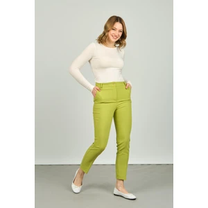 Fa Pantolon Kadın Bilek Boy Çift Cep Dar Kalıp Pantolon 7001 Elma Yeşili