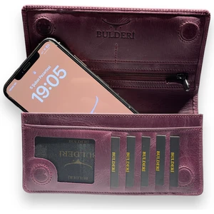 BULDERİ Kartvizitli Telefon Bölmeli  Deri Unisex Cüzdan