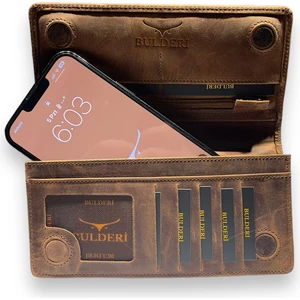 BULDERİ Kartvizitli Telefon Bölmeli  Deri Unisex Cüzdan