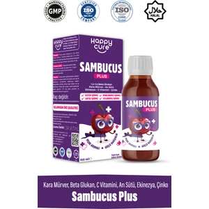 Happy Cure Sambucus Plus Vişne Aromalı Şurup 150 ml (Kara Mürver, Beta Glukan, Ekinezya, Arı Sütü