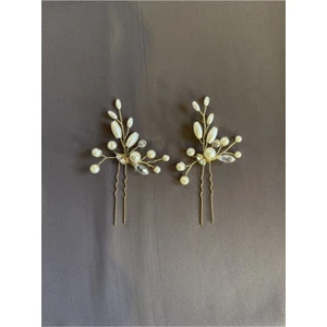 Pearly Handmade Inci Gold Firkete Ikili Set Saç Aksesuarı