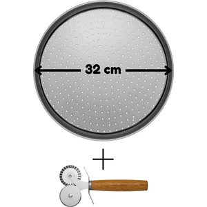 Orta Boy Delikli Pizza Tepsisi Lahmacun Pide Tepsisi 32 cm Çift Başlıklı Pizza Ruleti