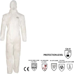 Polly Cover Ultrasonic Dikiş Lamine Vücut Koruma Tulumu  Işgüvenliği Ekipmanı Polly Cover Tulum Altınay Kimya