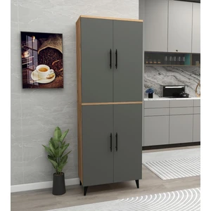 Enda Home 6 Raflı 4 Kapaklı Çok Amaçlı Dolap Antrasit - Atlantik Çam