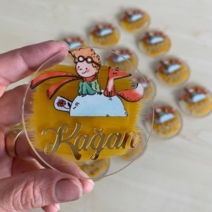 Küçük Prens Boyalı Pleksi Erkek Bebek Hediyelik Magnet 20 Adet