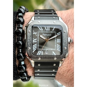 Function Çelik Kordon Tasarım Erkek Kol Saati+Bileklik