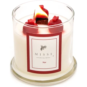 Üfleme Cam Ahşap Fitilli Nar Vegan Mum(140 gr)