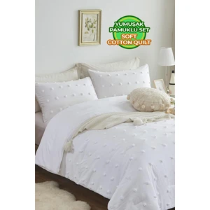 Evlen Home Collection Pamuklu Emmy Yatak Örtüsü Seti Günlük Çift ( Taraflı ) Kişilik Boho 3 Parça Dolgulu Tufting