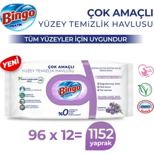 Pratik Yüzey Temizlik Havlusu Arap Sabunu Katkılı Lavanta 96x12 (1152 Yaprak)