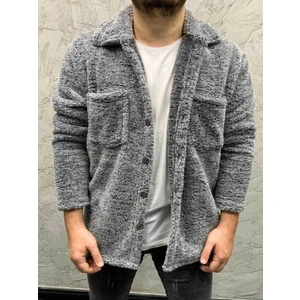 Unisex Welsoft Cep Detaylı Düğmeli Kalın Pelüş Ceket