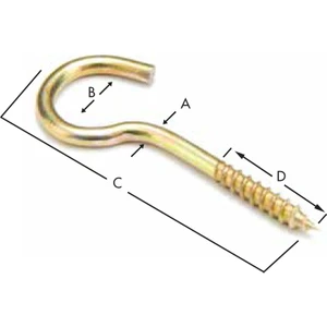 ER-SA Bağlantı Elemanları Açık Piton Kanca ( Çengel Vida ) 19X60 ( 10 Adet )