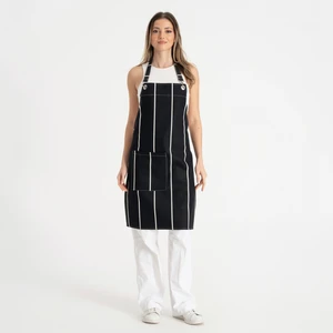 Cepli Siyah Unisex Mutfak Önlüğü Çizgili
