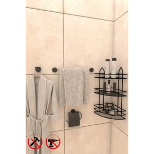 Alper Banyo Ömür Boyu Paslanmaz Yapışkanlı Siyah 3 Katlı Banyo Rafı EK03, Lotus Kapaklı Kağıtlık, Lotus Uzun Havluluk, Lotus V Bornoz Askılık