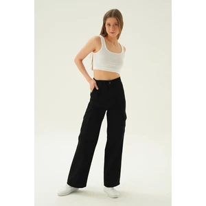 13107 Kargo Cep Dikişli Pantolon Siyah