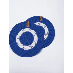 Home Decors By Özlem 2'li Mavi-Beyaz Nihale Hasır El Yapımı Mutfak Aksesuar Tarz Moda Yemek Sofra - 22X22CM