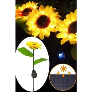 Dream Plus 2 Adet Solar Güneş Enerjili Ayçiçeği Bahçe Aydınlatma Dekorasyon Işığı Lambası