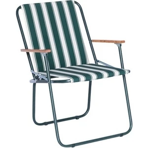 Metal Katlanır Fiesta Koltuk Yeşil Beyaz Çizgili