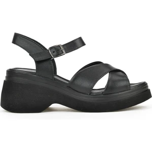 Kadın Deri Topuklu Sandalet 141992Z61001 Siyah